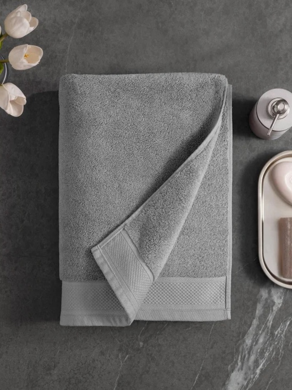 Charisma Egyptian Cotton 2 Gray Bath Towels / Bath Sheet Set - Picture 5 of 6